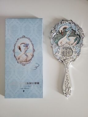 Flower Knows Blue Swan Ballet Handheld Mirror